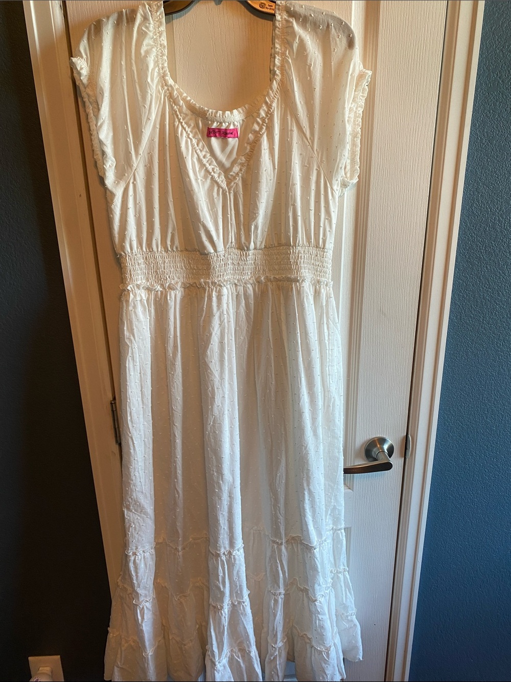 Betsey Johnson White Textured V-Neck Dress